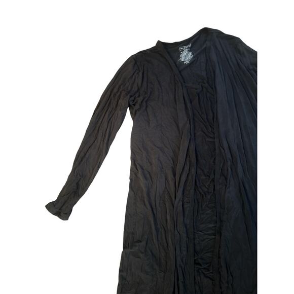 Women L Kickee Charcoal Black Open Front Cardigan Duster Long Sweater Viscose - Picture 2 of 5
